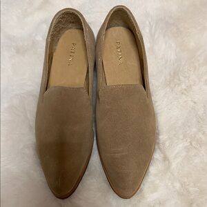 Suede Slip-On Loafers in Taupe